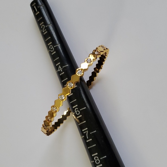 Squiqqly 12 Stone Gold Bangle Bracelet - Picture 5 of 7